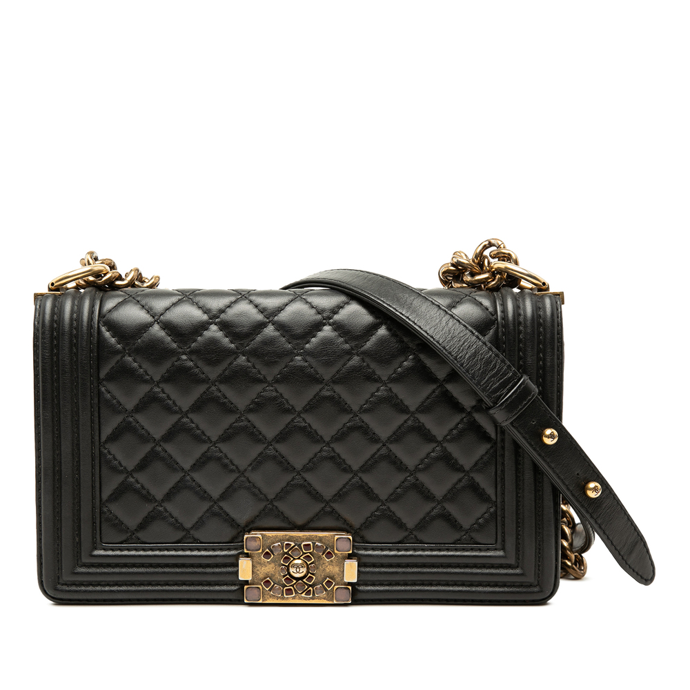 Pre-Loved Chanel Old Medium Quilted Lambskin Gripoix Boy Flap